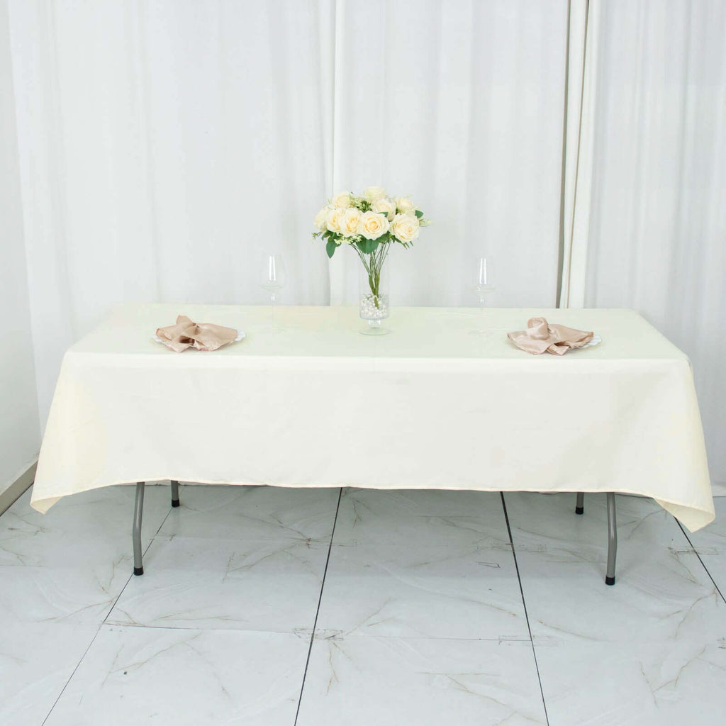 Premium Polyester 54"x96" Rectangle Tablecloth Ivory - Durable 220GSM Stain-Resistant Fabric Table Cover