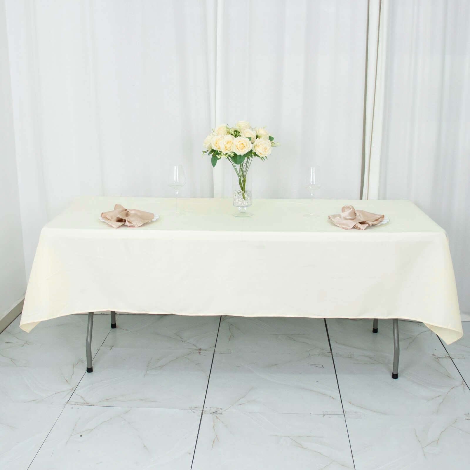 Premium Polyester 54"x96" Rectangle Tablecloth Ivory - Durable 220GSM Stain-Resistant Fabric Table Cover