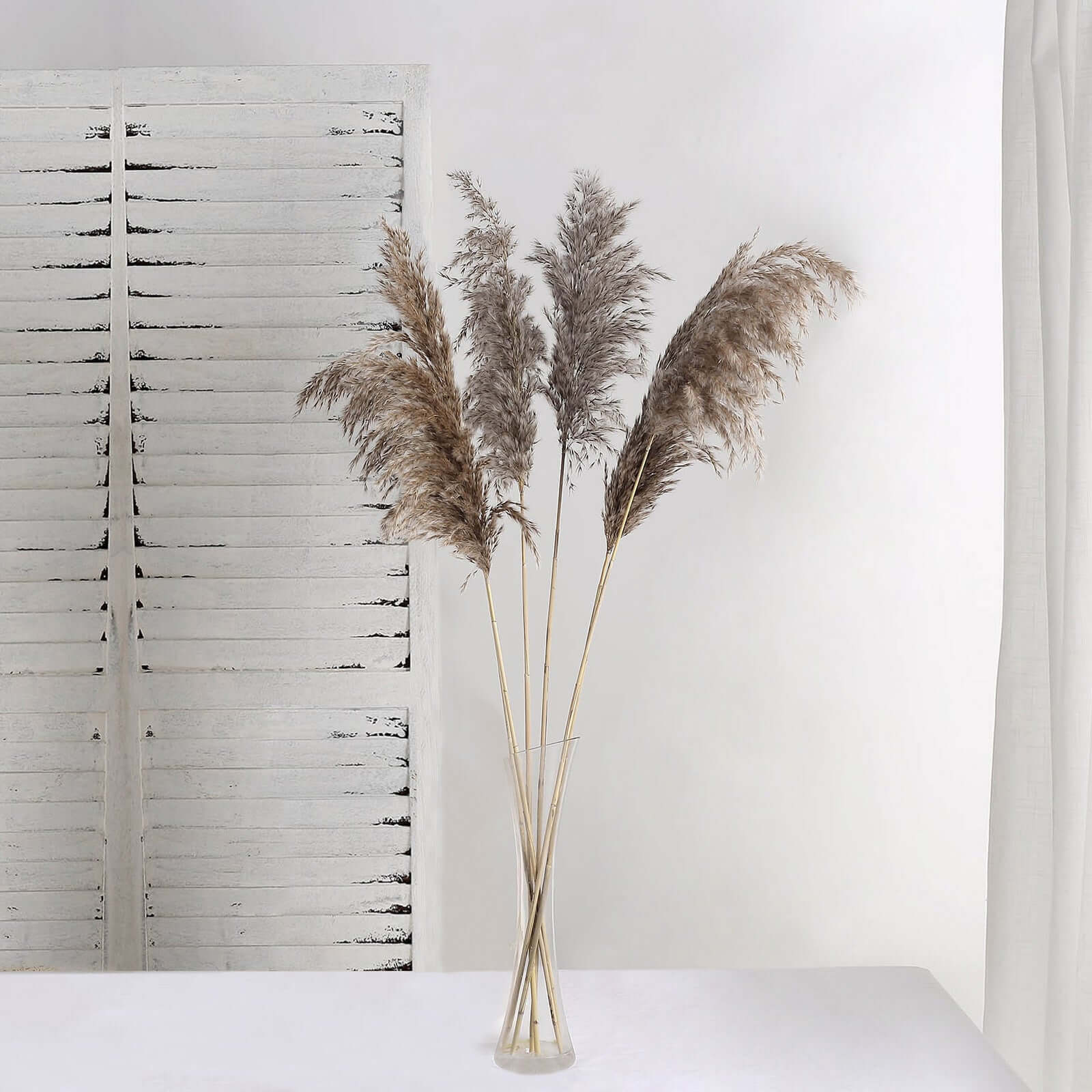 6 Stems Natural Dried Pampas Grass Decor Natural Tint - Versatile Plant Sprays for Boho Chic Vase Displays Backdrops & Event Styling 32"