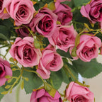 2 Pack 12" Dusty Rose Artificial Open Rose Flower Arrangements, Small Faux Floral Bouquets