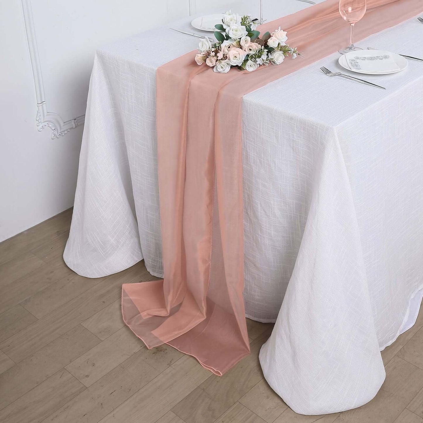 Chiffon 6ft Table Runner Dusty Rose - Flowy & Lightweight Table Decor