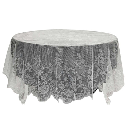 Lace 90" Round Tablecloth Ivory - Premium Design for Versatile Table Decor