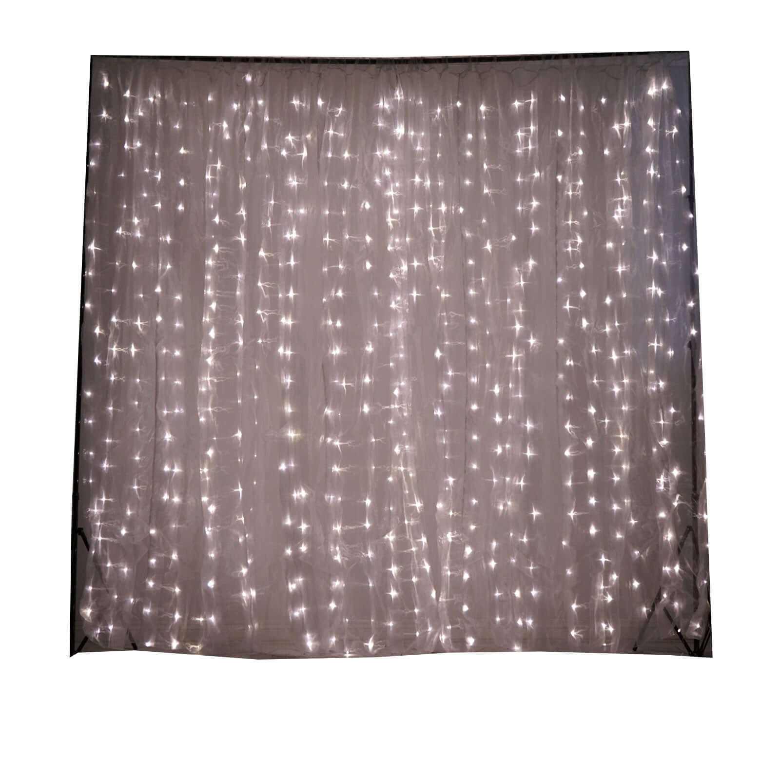 20ftx10ft White Sheer Organza w Warm LED Lights Decorative Curtain Panel