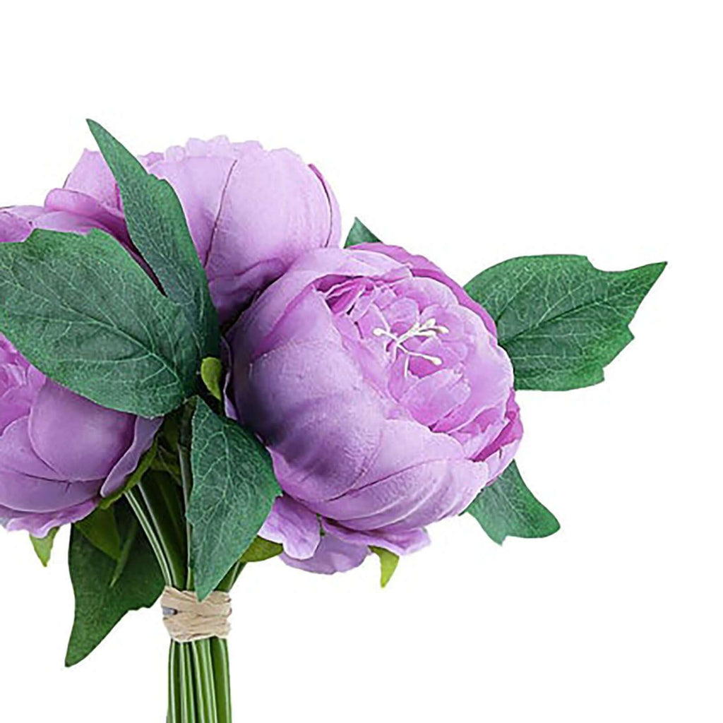 5 Flower Head Lavender Lilac Peony Bouquet Artificial Silk Peonies Spray
