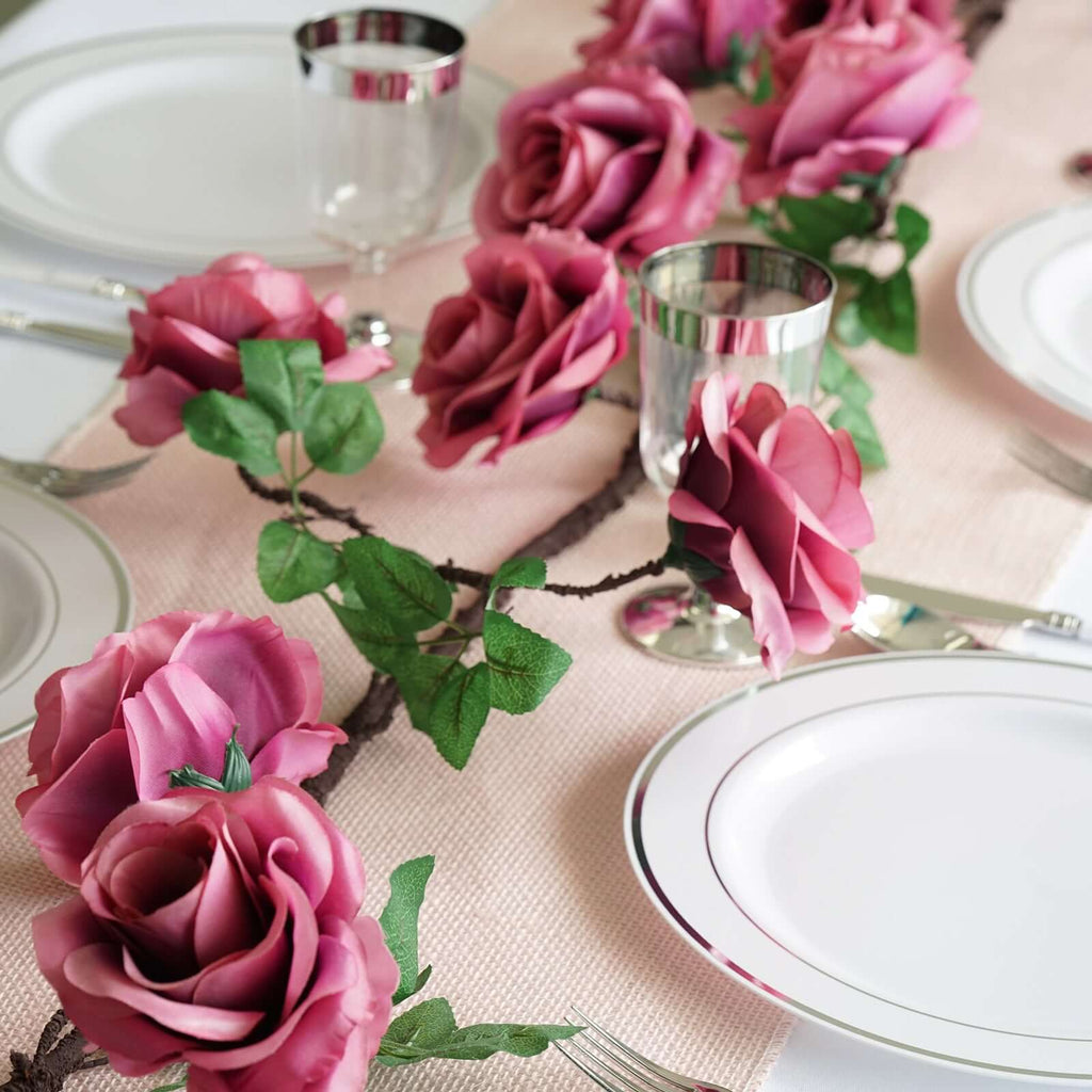 6ft Dusty Rose Artificial Silk Rose Hanging Flower Garland Faux Vine