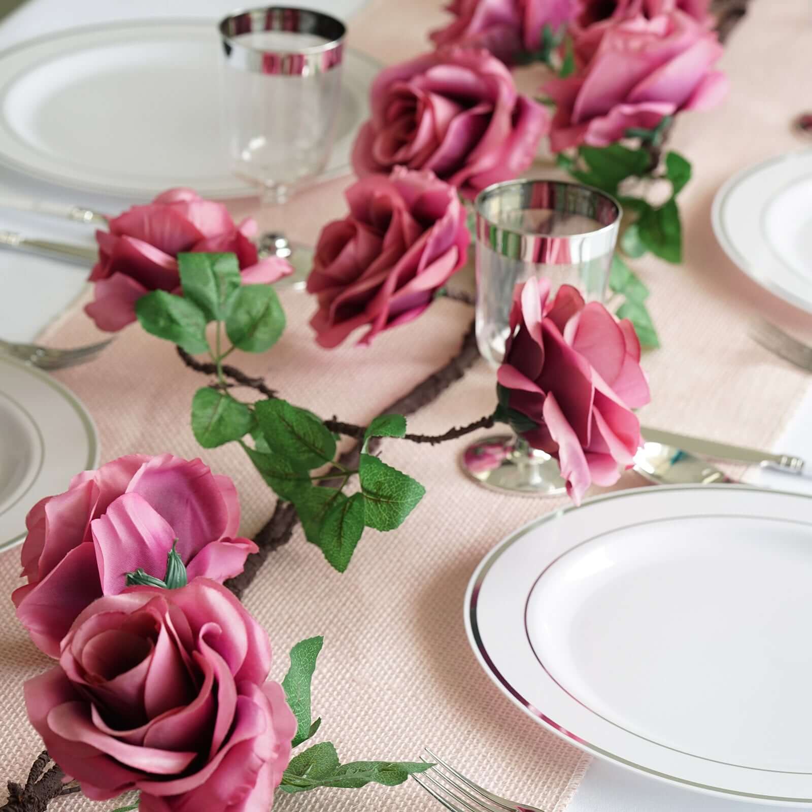 6ft Dusty Rose Artificial Silk Rose Hanging Flower Garland Faux Vine