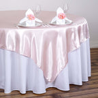 Satin 90"x90" Table Overlay Square Tablecloth Blush - Smooth Finish Table Topper