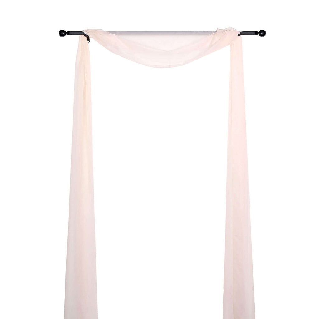 18ft Blush Sheer Organza Wedding Arch Drapery Fabric, Window Scarf Valance