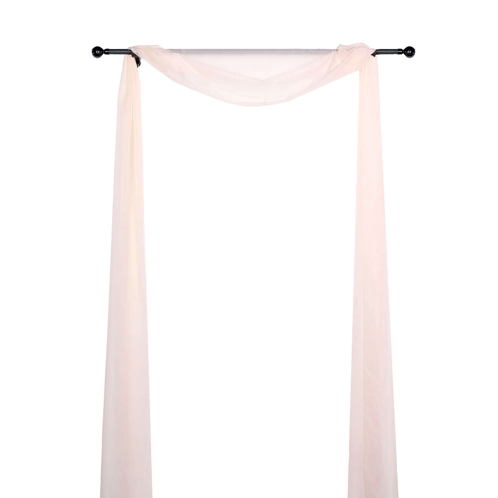 18ft Blush Sheer Organza Wedding Arch Drapery Fabric, Window Scarf Valance