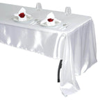 Satin Rectangular 60"x126" Tablecloth White - Smooth and Lustrous Finish for Weddings and Parties