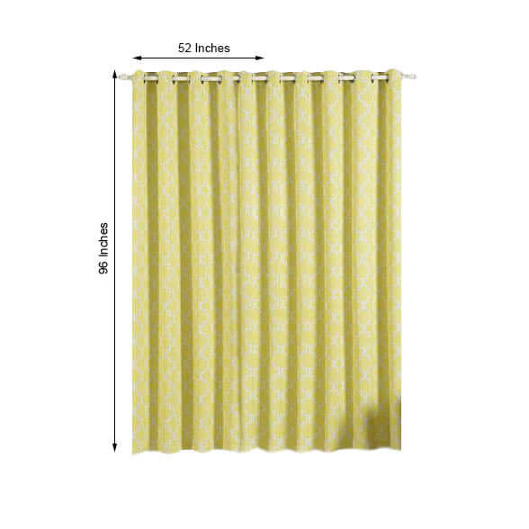 2 Pack White Yellow Lattice Room Darkening Blackout Curtain Panels With Grommet, Trellis Insulated Curtains 52"x96" - Clearance SALE