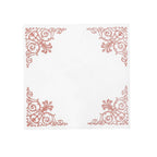 20 Pack Linen-Like Paper 5"x5" Napkins White - Rose Gold Fleur Vintage Airlaid Cocktail Napkins