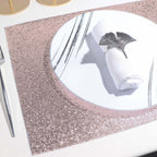 6-Pack Placemats Glitter Design Rose Gold Sparkle Rectangle - Non-Slip Decorative Dining Table Mats 12"x18"