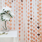 Rose Gold Heart Chain Foil Fringe Curtain Party Backdrop, Metallic Rose Gold Tinsel Streamer Party Decor - Door Window Foil Curtain - 3ftx6.5ft - Bell Racket Store