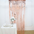 Rose Gold Heart Chain Foil Fringe Curtain Party Backdrop, Metallic Rose Gold Tinsel Streamer Party Decor - Door Window Foil Curtain - 3ftx6.5ft - Bell Racket Store