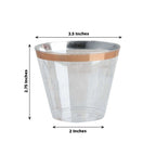 12-Pack Plastic Party Squat Cups Clear with Rose Gold Rim - Stylish Disposable Tumblers for Banquets & Special Occasions 10oz