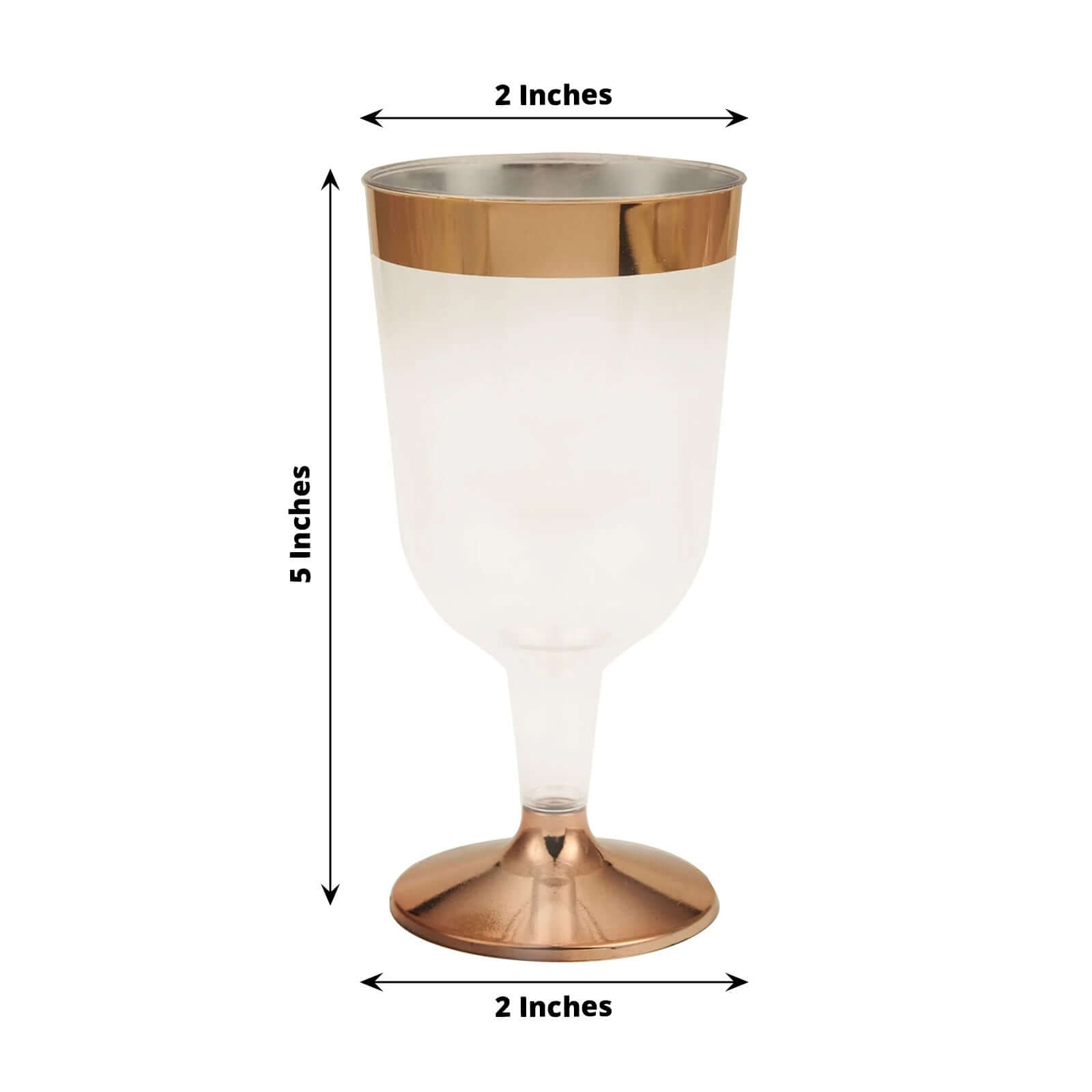 12-Pack Plastic Wine Glasses Clear with Rose Gold Rim - Classy Disposable Cups with Detachable Base for Weddings & Special Occasions 6oz