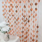 Rose Gold Round Chain Foil Fringe Curtain Party Backdrop, Metallic Rose Gold Tinsel Streamer Party Decor - Door Window Foil Curtain - 3ftx6.5ft - Bell Racket Store
