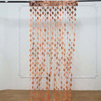 Rose Gold Round Chain Foil Fringe Curtain Party Backdrop, Metallic Rose Gold Tinsel Streamer Party Decor - Door Window Foil Curtain - 3ftx6.5ft - Bell Racket Store