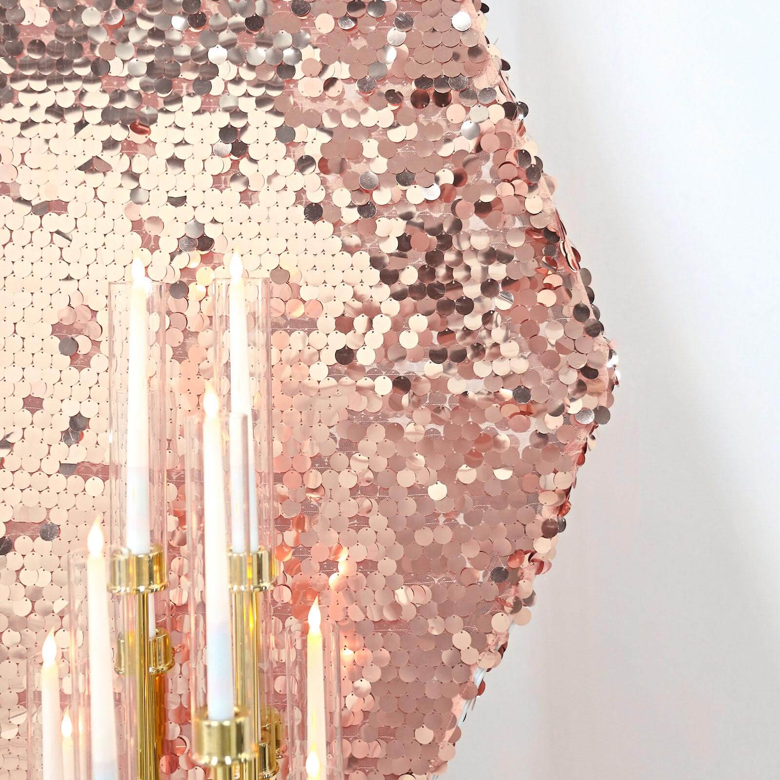 8ftx7ft Rose Gold Big Payette Sequin Sparkly Hexagon Backdrop Stand Cover