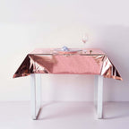 Metallic Foil Tablecloth Square Rose Gold - Stylish Disposable Party Cover 50"x50"