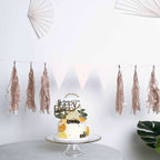 12 Pack Pre-Tied Rose Gold Paper Fringe Tassels With Garland String, Hanging Streamer Banner