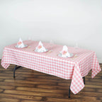 Polyester 60"x102" Rectangle Tablecloth White/Rose Quartz - Checkered Buffalo Plaid Table Cover