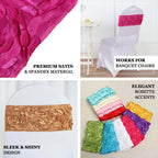 5 Pack Satin Spandex Chair Sashes Dusty Rose - Rosette Design Stretch Chair Bands 6"x14"