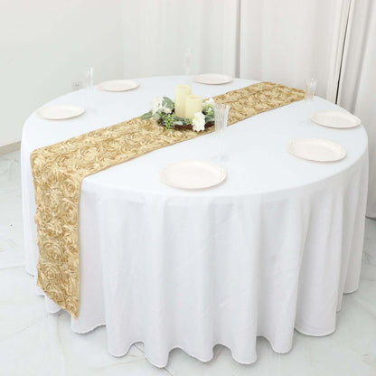 Rosette Satin 14"x108" Table Runner Champagne - Grandiose Design - NestOCart