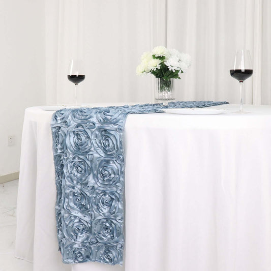 Rosette Satin 14"x108" Table Runner Dusty Blue - Grandiose Design - Bell Racket Store