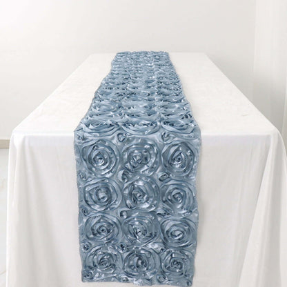 Rosette Satin 14"x108" Table Runner Dusty Blue - Grandiose Design - Bell Racket Store