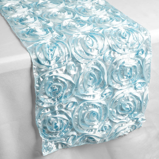 Rosette Satin 14"x108" Table Runner Light Blue - Grandiose Design - Bell Racket Store