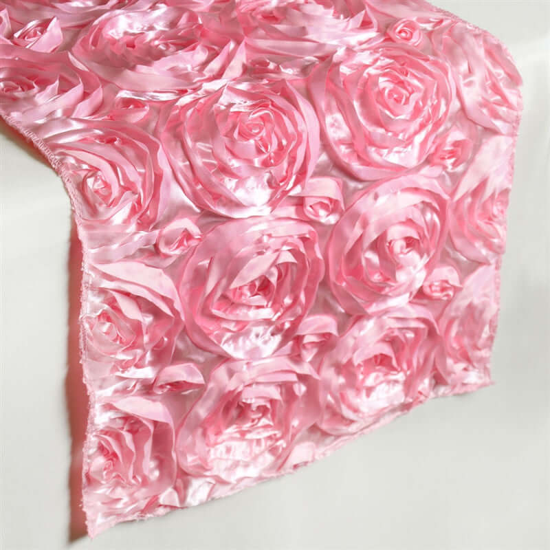 Rosette Satin 14"x108" Table Runner Pink - Grandiose Design - NestOCart