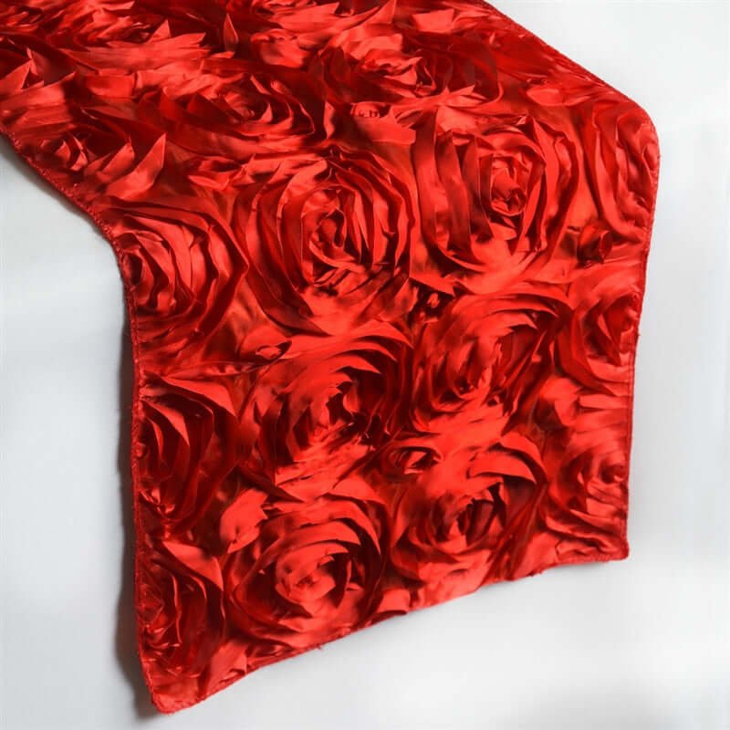 Rosette Satin 14"x108" Table Runner Red - Grandiose Design - NestOCart