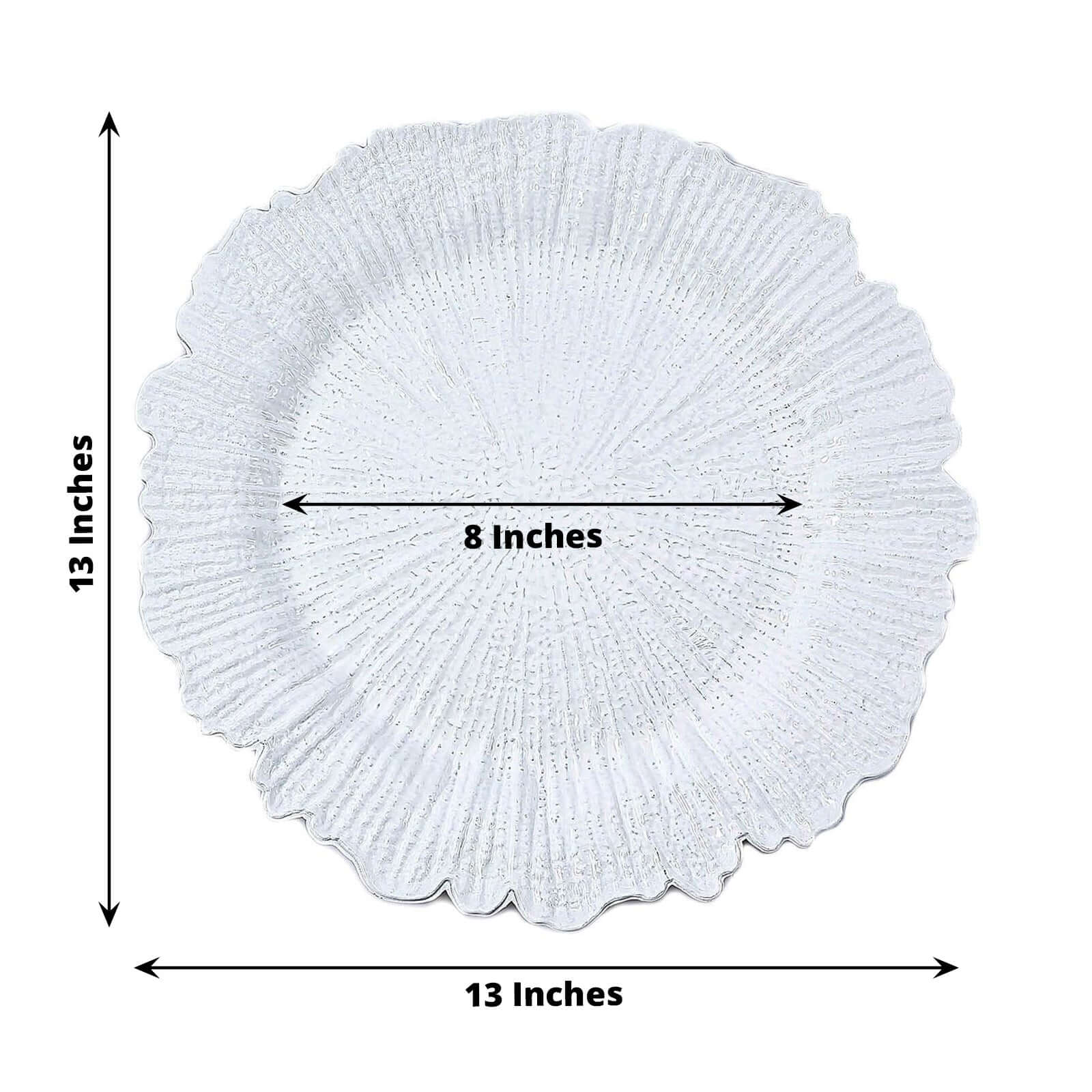 6-Pack Acrylic Plastic Round Charger Plates 13" in White with Reef Design, Classy Dinner Party Charger Tableware