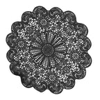 6-Pack Dining Table Mats Floral Lace Design Black - Vinyl Non-Slip Surface with Vintage Appeal 15"
