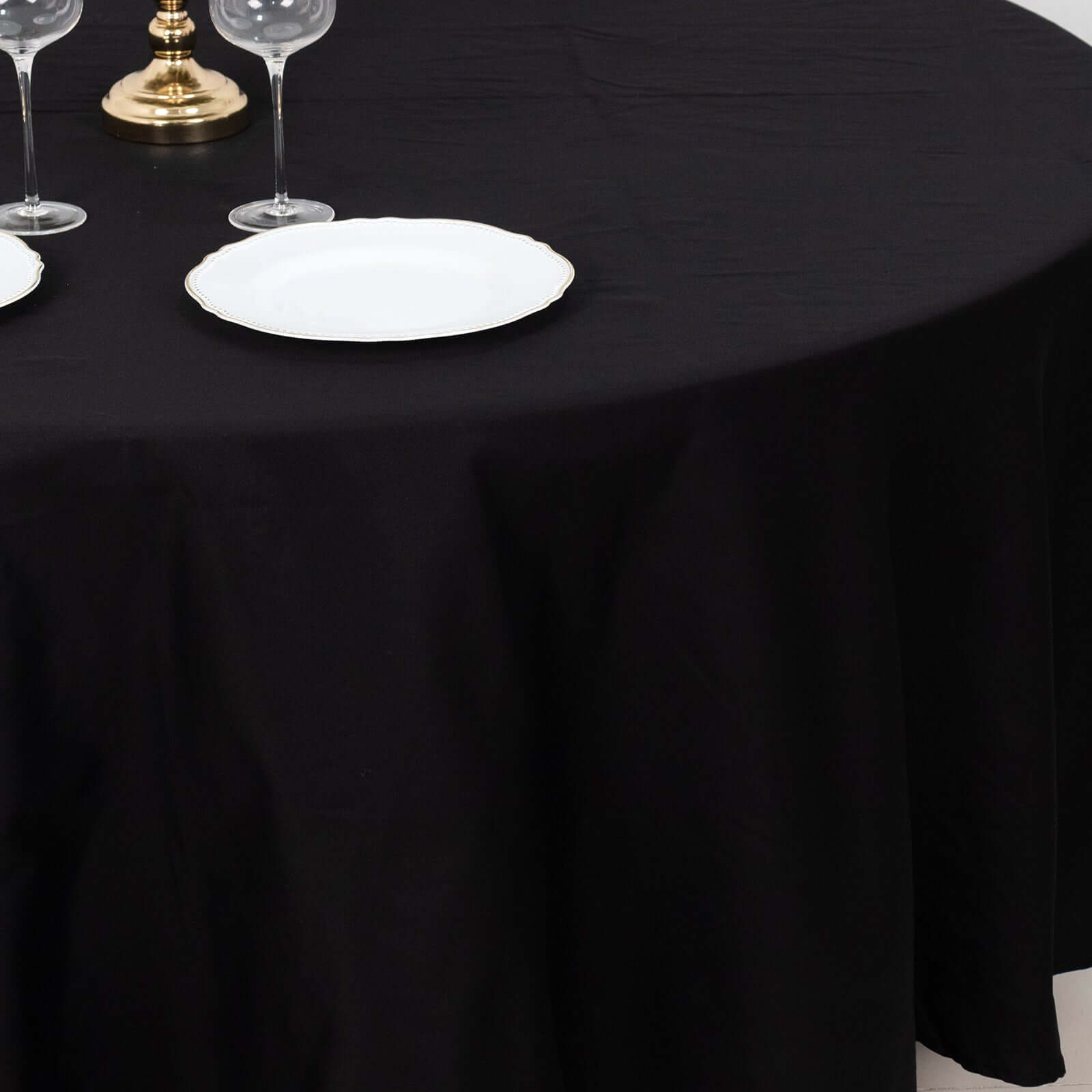 100% Cotton 108" Round Tablecloth Black Linen - Soft & Breathable Table Cover
