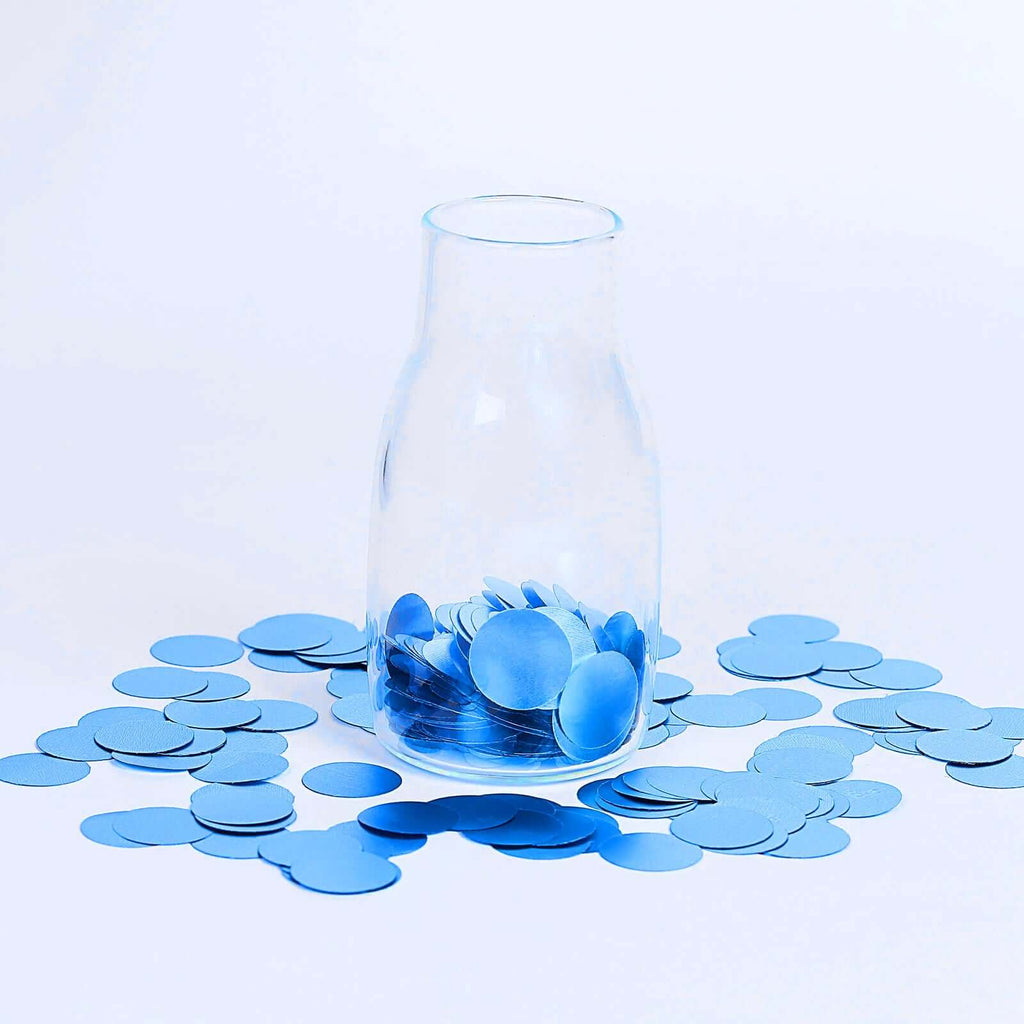 Metallic Round Party Confetti 18G Bag Dusty Blue Foil, Balloon Table Confetti Glitter Dots for Festive Weddings Baby Bridal Showers & Events