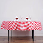Polyester 90" Round Tablecloth White/Red - Checkered Buffalo Plaid Table Cover