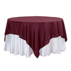 Polyester 90"x90" Table Overlay Square Tablecloth Burgundy - Wrinkle-Resistant & Durable Table Cover