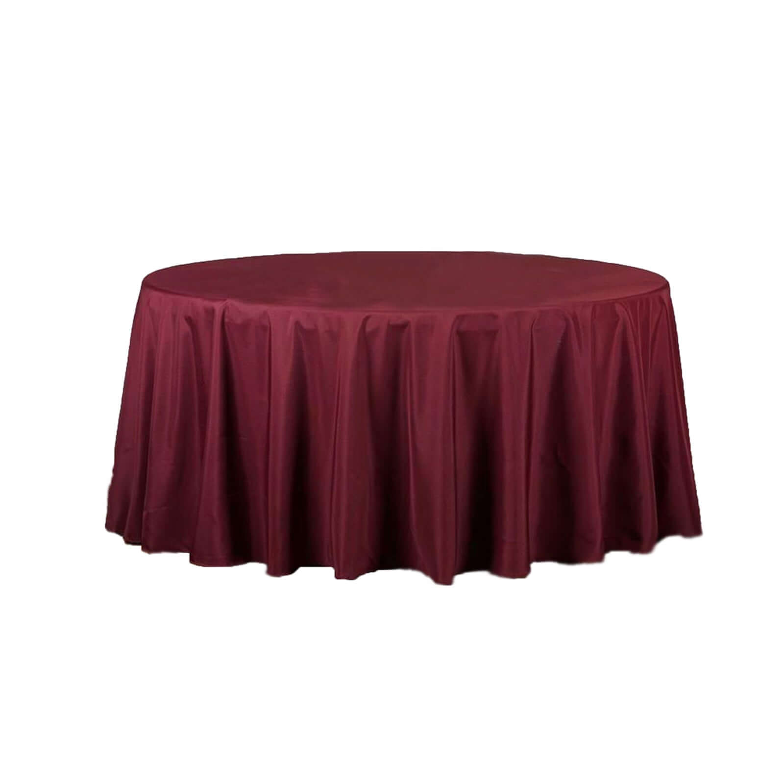 Polyester 120" Round Tablecloth Burgundy - Seamless Wrinkle-Resistant Table Cover