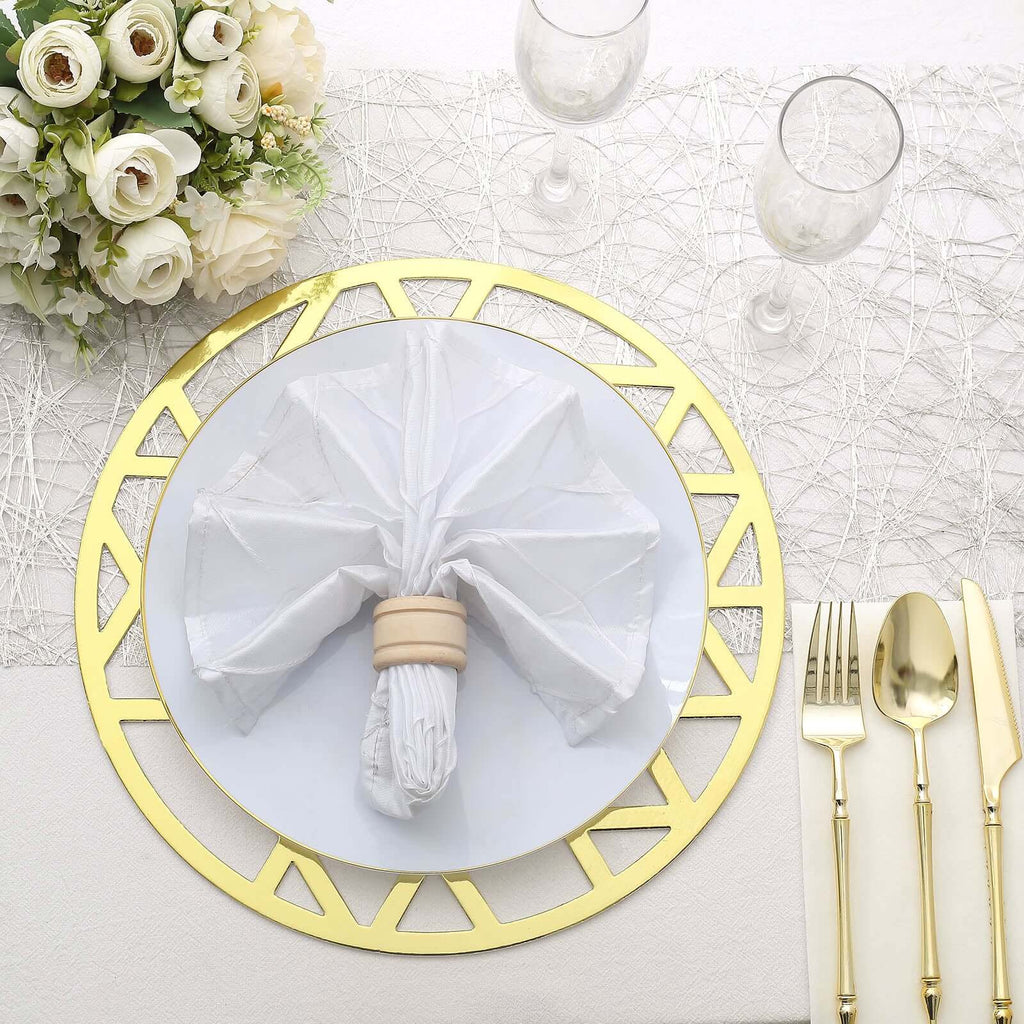6-Pack Disposable Table Placemats in Metallic Gold Laser Cut Geometric Triangle Design - 700GSM Cardboard Placemats for Glamorous Table Settings 13"