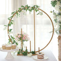 Round Floral Hoop Wedding Centerpiece Metal with Pillars Gold - Self - Standing Balloon Arch for Events 24" - Bell Racket Store