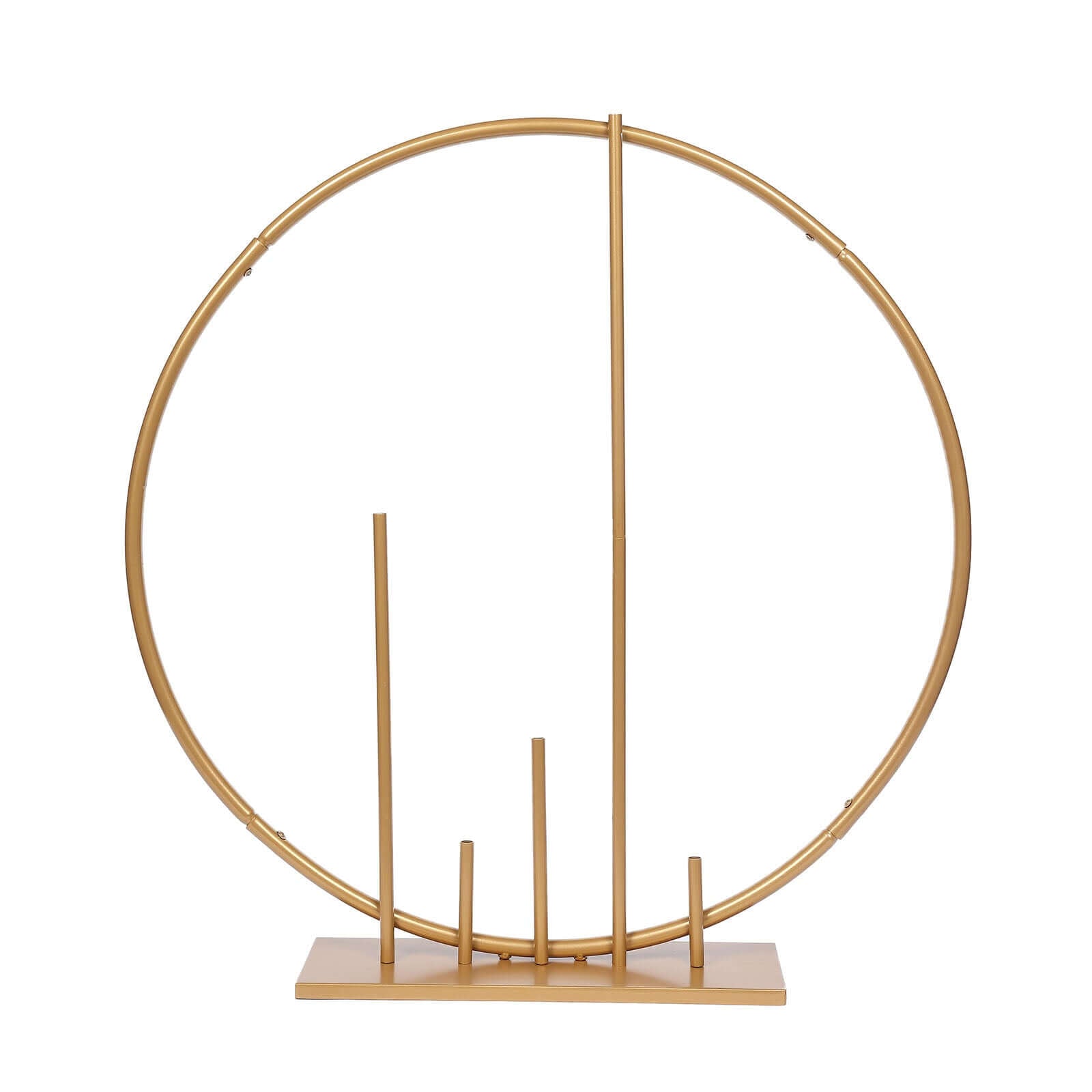 Round Floral Hoop Wedding Centerpiece Metal with Pillars Gold - Self - Standing Balloon Arch for Events 24" - Bell Racket Store