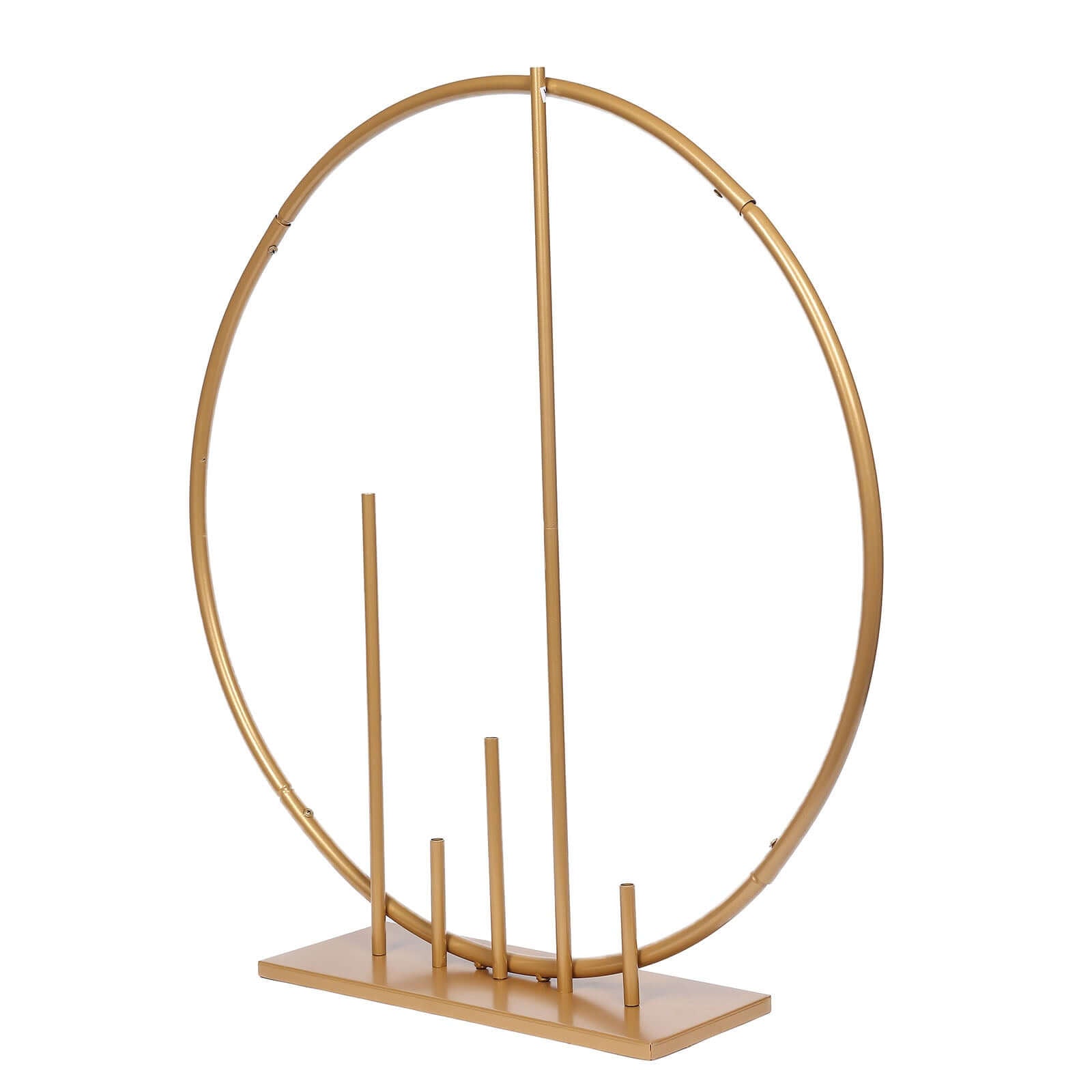 Round Floral Hoop Wedding Centerpiece Metal with Pillars Gold - Self - Standing Balloon Arch for Events 24" - Bell Racket Store