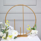 Round Floral Hoop Wedding Centerpiece Metal with Pillars Gold - Self - Standing Balloon Arch for Events 24" - Bell Racket Store