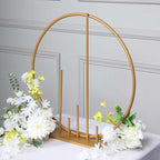 Round Floral Hoop Wedding Centerpiece Metal with Pillars Gold - Self - Standing Balloon Arch for Events 24" - Bell Racket Store