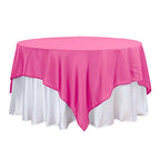 Polyester 90"x90" Table Overlay Square Tablecloth Fuchsia - Wrinkle-Resistant & Durable Table Cover