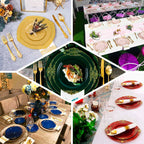 10-Pack Plastic 10" Round Dinner Plates in Burgundy with Gold Leaf Embossed Rim - Disposable Vintage Baroque Style Plates