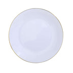 10-Pack Plastic 10" Round Dinner Plates in White with Gold Rim - Glossy Disposable Party Plates for Banquets & Special Occasions